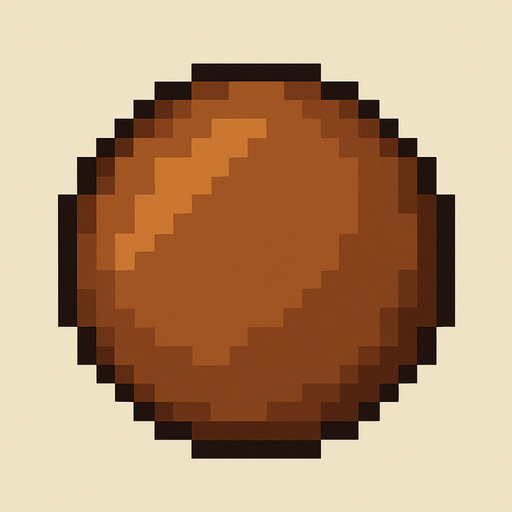 pixel art circle brown.
In-Game asset.  2d.  High contrast.  No shadows