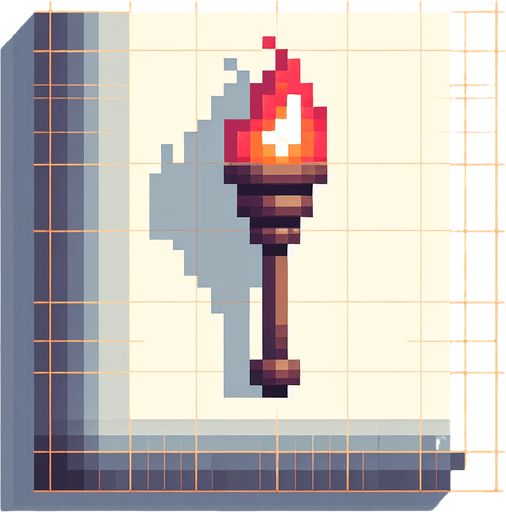 A wall torch. No fire. Pixel art..
Single Game Texture.  In-Game asset.  2d.  Blank background.  High contrast.  No shadows