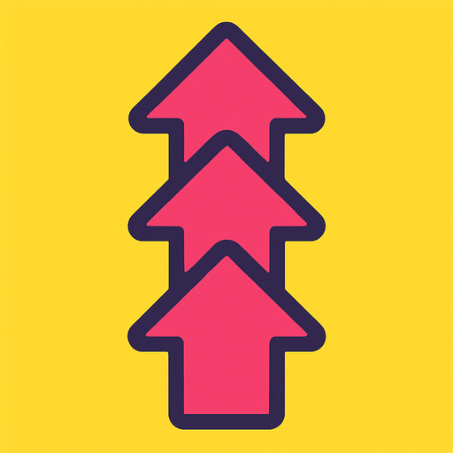 Yukarı doğru 3 ok upgrade.
In-Game asset.  2d.  High contrast.  No shadows