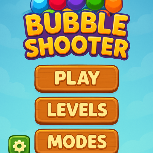 Menu de mi juego Bubble Shooter, con los ajustes, menu de niveles y modos de juego