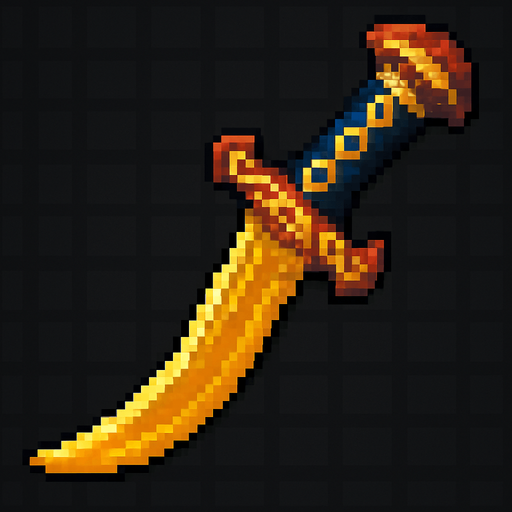 pixel ottoman dagger.
In-Game asset.  2d.  High contrast.  No shadows