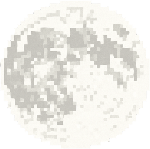 Luna llena blanca, pixelar.
In-Game asset.  2d.  High contrast.  No shadows
