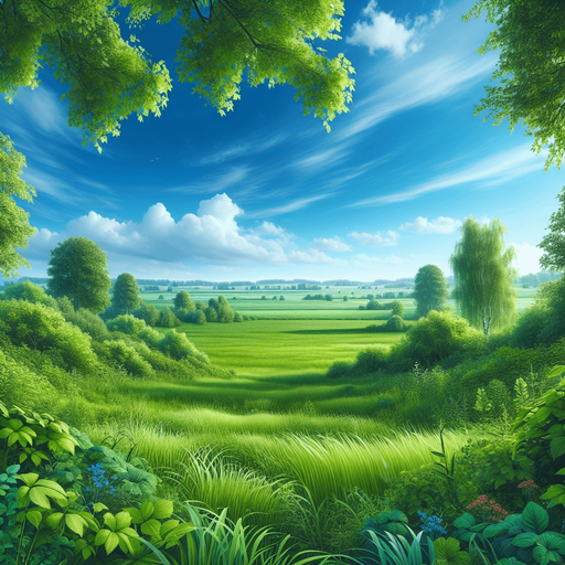 a green field
background