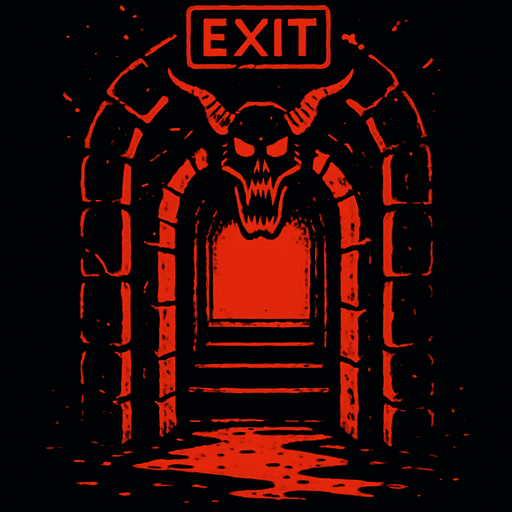 a terrifying but illuminating exit.
In-Game asset.  2d.  High contrast.  No shadows