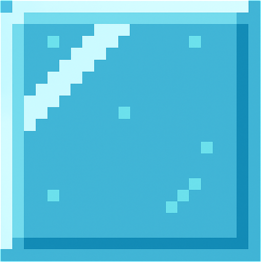 Make a 2D top down pixelated flat image of glass.
In-Game asset.  2d.  High contrast.  No shadows