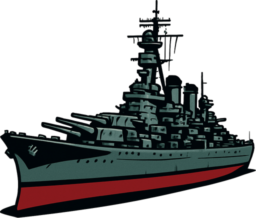 un barco gigante de guerra.
In-Game asset.  2d.  High contrast.  No shadows