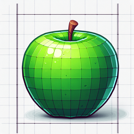 green apple.
Single Game Texture. In-Game asset. 2d. Blank background. High contrast. No shadows.