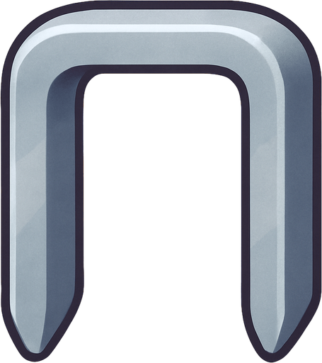 A staple projectile from a staple gun. Cute soft graphics. soft ambient light. semi-matte to satin surfaces. naturalistic with slight saturation boost colors. 
In-Game asset.  2d.  High contrast.  No shadows