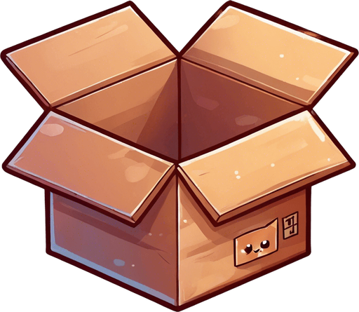 cute Chibi ginger cat peeking from a box. Cheeky, happy.
