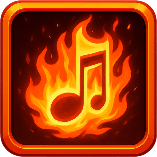 Generame una boton con dentro de forma de una nota musical con efectos de fuego
..
In-Game asset.  2d.  High contrast.  No shadows