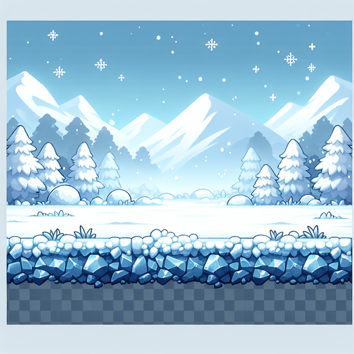 2d platform snowy ground.
Single Game Texture. In-Game asset. 2d. Blank background. High contrast. No shadows.
