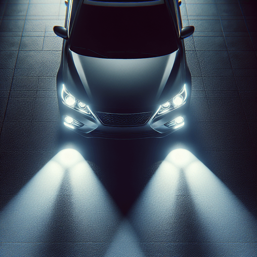 photorealistic car headlights light, top view