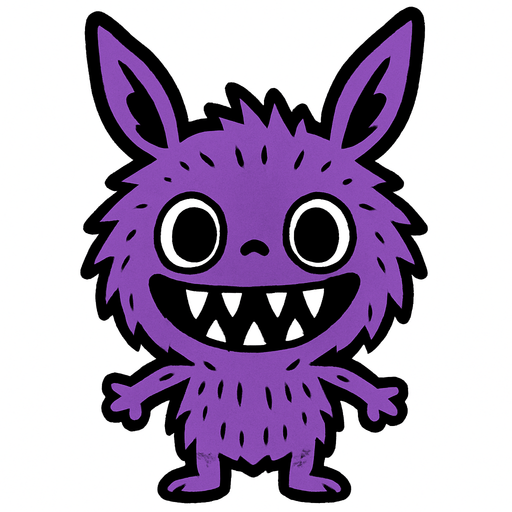 Labubu purple.
In-Game asset.  2d.  High contrast.  No shadows