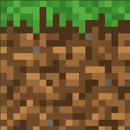 ground have mincraft ground trxture.
In-Game asset.  2d.  High contrast.  No shadows
