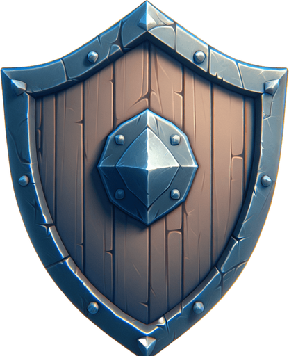 Shield.
Single Game Texture. In-Game asset. 2d. Blank background. High contrast. No shadows.