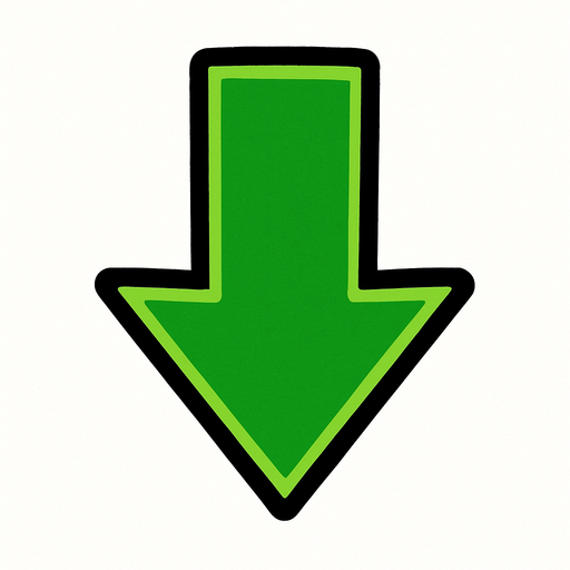 Flecha verde apuntando hacia abajo.
In-Game asset.  2d.  High contrast.  No shadows