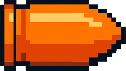2d pixel art style orange bullet.
In-Game asset.  2d.  High contrast.  No shadows