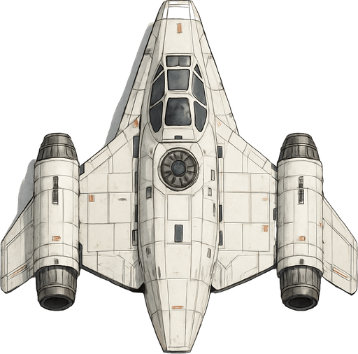 white good guys spaceship top view.