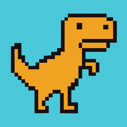 T rex 8bit.
In-Game asset.  2d.  High contrast.  No shadows