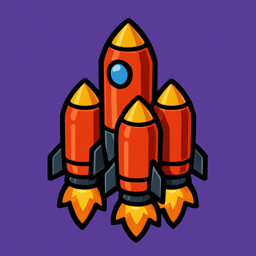 cluster rocket.
In-Game asset.  2d.  High contrast.  No shadows