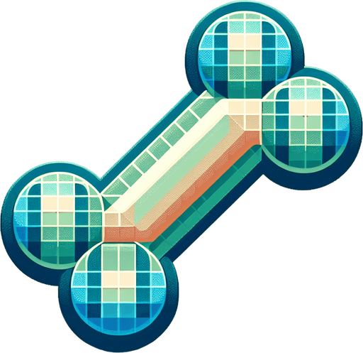 a cute looking dog toy shaped like a bone..
Single Game Texture. In-Game asset. 2d. Blank background. High contrast. No shadows.