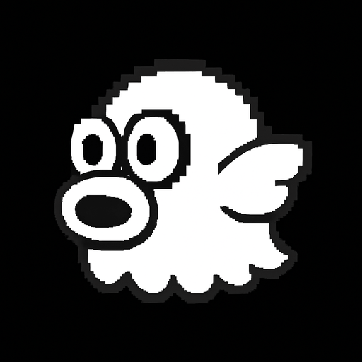 Make a gost flapy bird.
In-Game asset.  2d.  High contrast.  No shadows