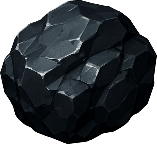 una roca de carbon.
In-Game asset.  High contrast.  No shadows. 3D
