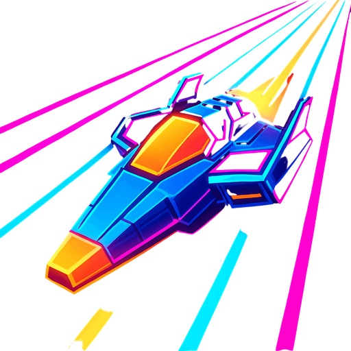 synthwave bright neon glow audiosurf or f-zero like ship
In-Game asset.  2d.  High contrast.  No shadows