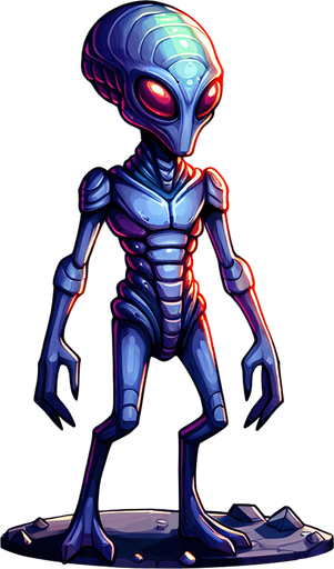 space enemy.
Single Game Texture.  In-Game asset.  2d.  Blank background.  High contrast.  No shadows