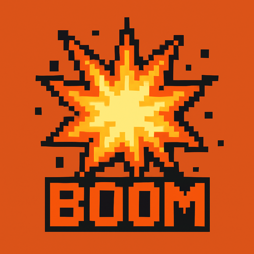Boom effect pixel style.
In-Game asset.  2d.  High contrast.  No shadows