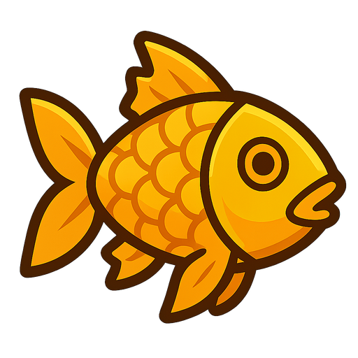 Golden fish.
In-Game asset.  2d.  High contrast.  No shadows