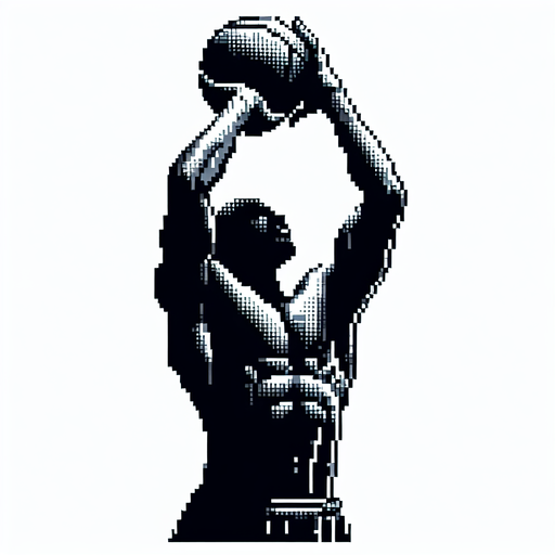 pixel art, an empty handed basketball player blocking with his empty hands over his head. full figure..
Blank background. High contrast. No shadows.