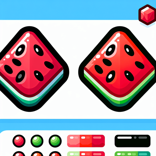 Vibrant watermelon slice cartoon candy. Black outline. Game asset. 2d. Blank background. High contrast. No shadows..