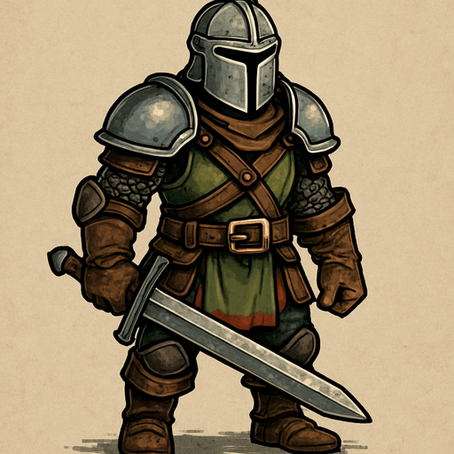 in game asset, colored, 2d warrior, face covered with helmet