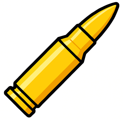 Bullet of rifle. yellow. HD colors.
In-Game asset.  2d.  High contrast.  No shadows