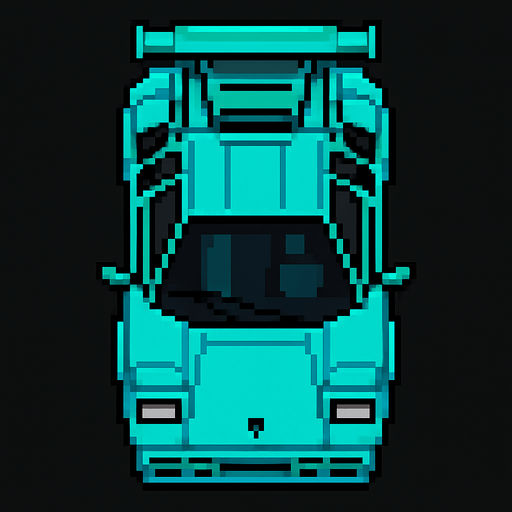 Draw 2d pixel lamborghini car top view turkuaz..
In-Game asset.  2d.  High contrast.  No shadows