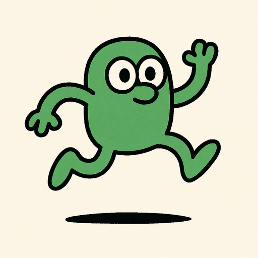 2d shadowless simple two-legged small nose 2-eyed green doodle jump character
