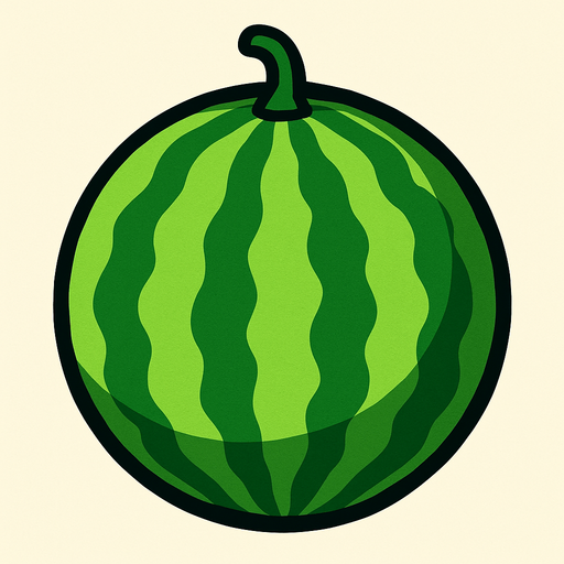 A 2D Watermelon.
In-Game asset.  2d.  High contrast.  No shadows