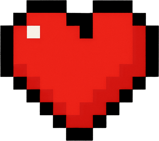 4x4 pixel art heart.
In-Game asset.  2d.  High contrast.  No shadows. retro arcade. Pixel art. 8 bit