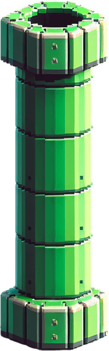 mario tube only 1x1 size. green colored, dikey,realistic but detailles
Single Game Texture.  In-Game asset.  2d.  Blank background.  High contrast.  No shadows