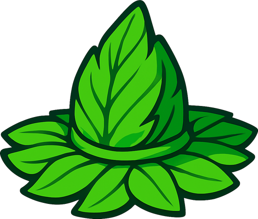 sombrero de hojas de color verde 2d.
In-Game asset.  2d.  High contrast.  No shadows