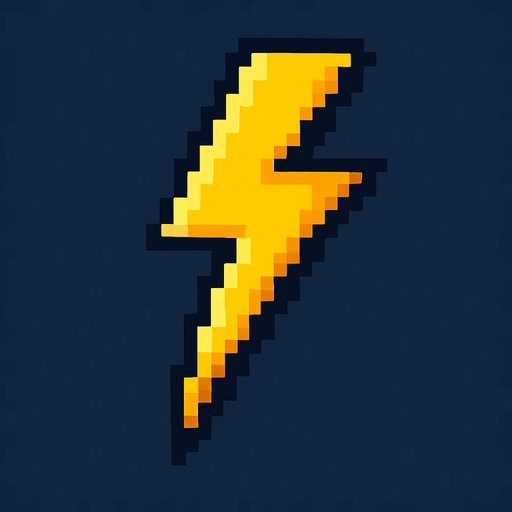 pixel art yıldırım.
In-Game asset.  2d.  High contrast.  No shadows