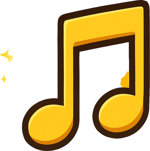 hafif koyu sarı nota ve arkata açık parlak küçük yıldızlar ekle.
In-Game asset.  2d.  High contrast.  No shadows