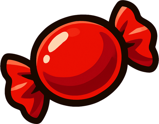 Kırmızı şeker.
In-Game asset.  2d.  High contrast.  No shadows