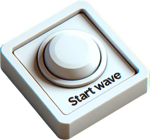 A button that says Start Wave.
Single Game Texture.  In-Game asset.  2d.  Blank background.  High contrast.  No shadows