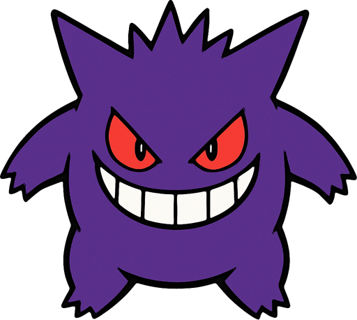 Gengar visto desde arriba.
In-Game asset.  2d.  High contrast.  No shadows