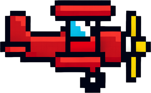 8bit player aeroplane.
In-Game asset.  2d.  High contrast.  No shadows