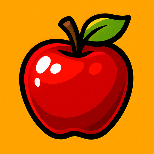 Shiny apple.
In-Game asset.  2d.  High contrast.  No shadows