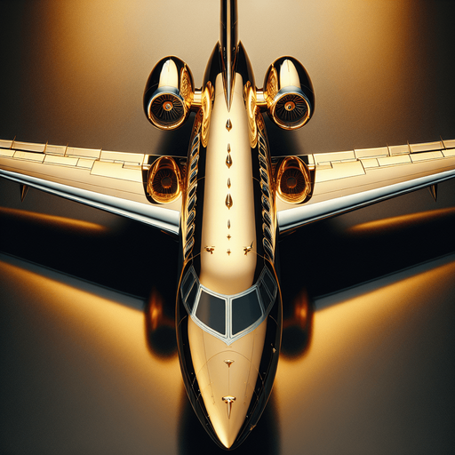 full top view of a luxury private guilded jet