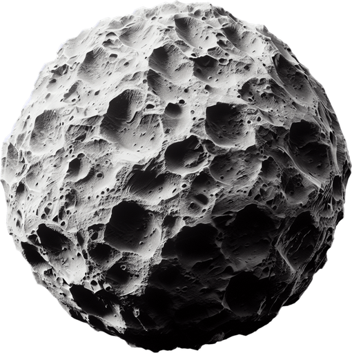space rock.
Single Game Texture. In-Game asset. 2d. Blank background. High contrast. No shadows.